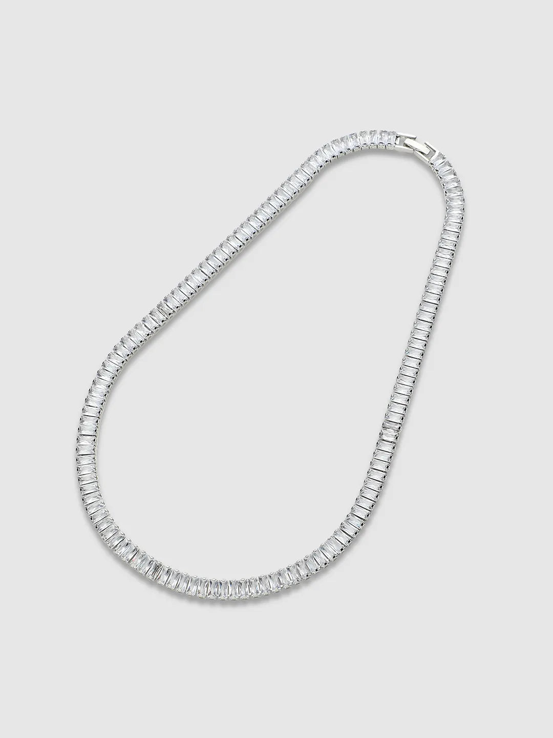 Geometric Stone Collar Chain - Silver