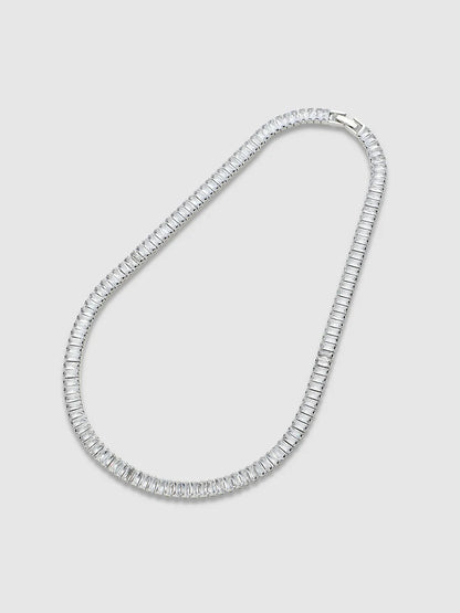 Geometric Stone Collar Chain - Silver