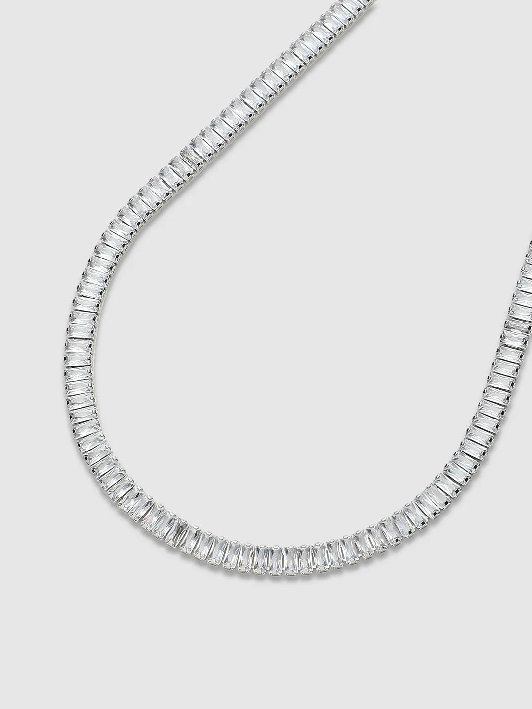 Geometric Stone Collar Chain - Silver