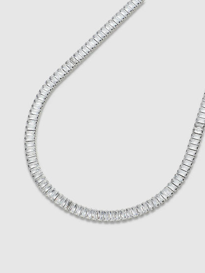 Geometric Stone Collar Chain - Silver