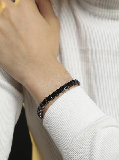 Geometric Stone Tennis Bracelet - Charcoal Black