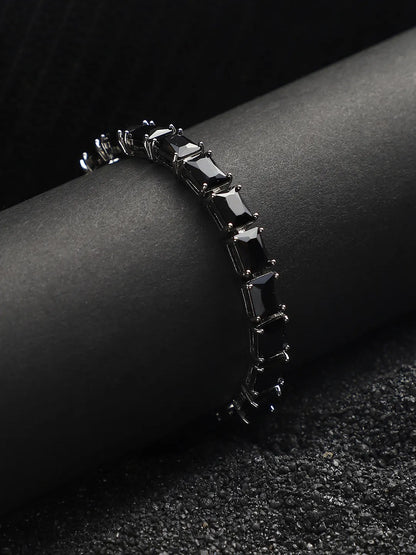Geometric Stone Tennis Bracelet - Charcoal Black