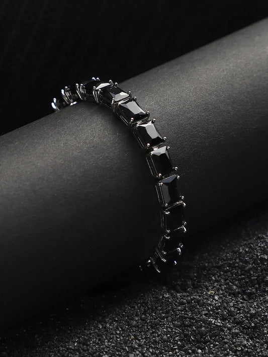 Geometric Stone Tennis Bracelet - Charcoal Black