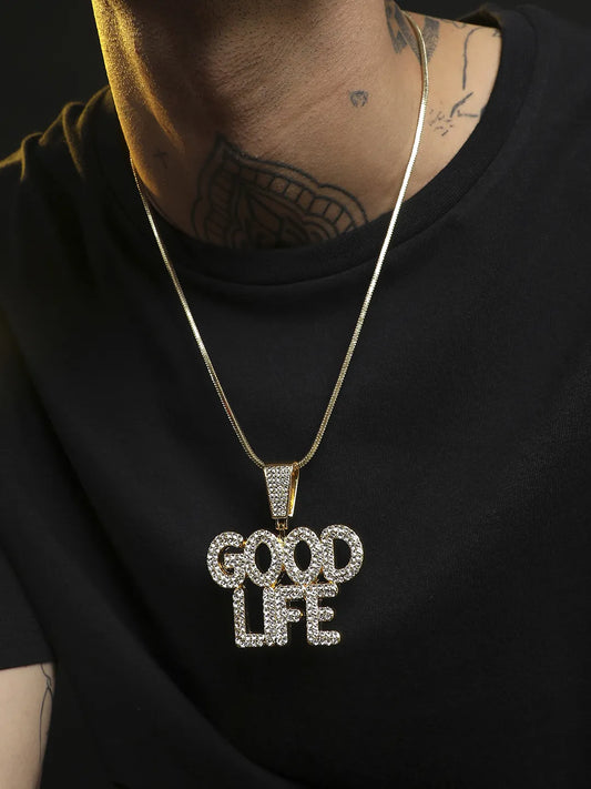 Mens-Good-Life-Pendant-Necklace-Silver