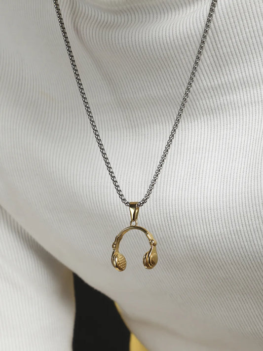 Headphone Pendant with Chain - Champayne Gold