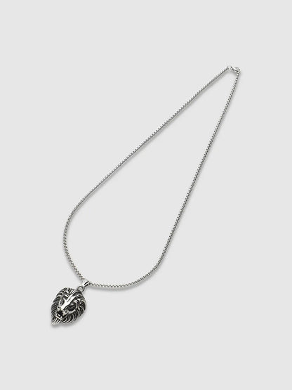 Lion Pendant with Chain - Silver