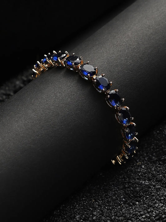 Oval Stone Tennis Bracelet - Sapphire Blue
