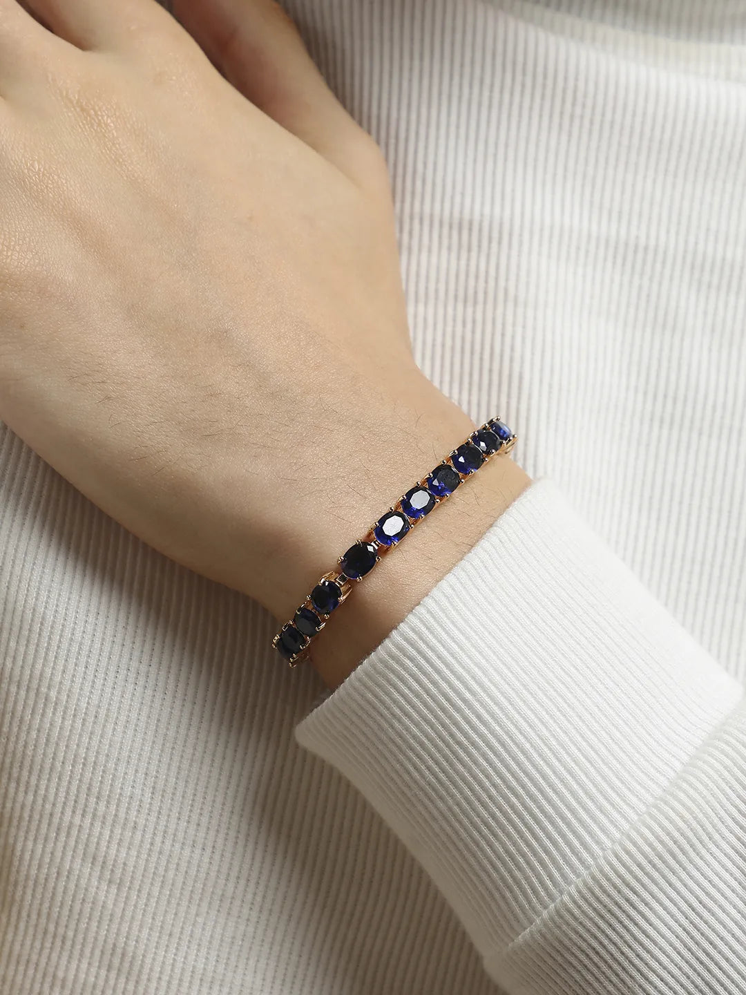 Oval Stone Tennis Bracelet - Sapphire Blue