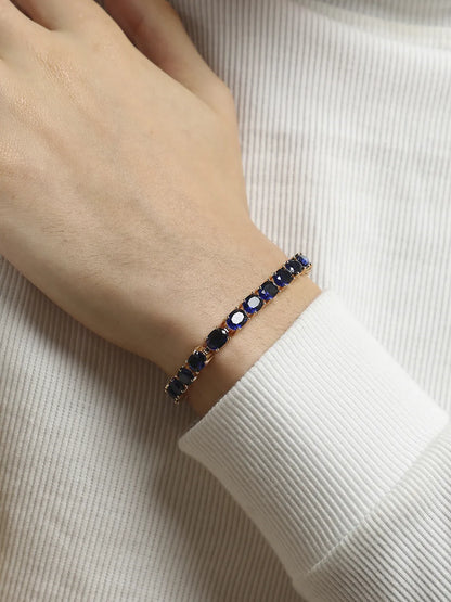 Oval Stone Tennis Bracelet - Sapphire Blue