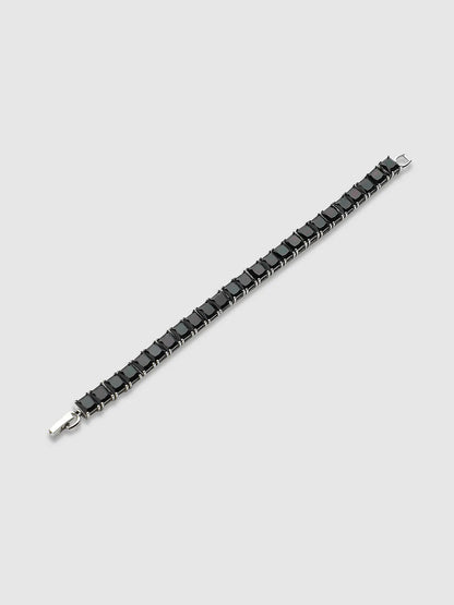 Square Stone Tennis Bracelet - Charcoal Black