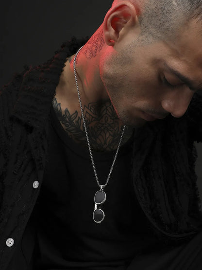 Sunglass Pendant with Chain - Charcoal Black