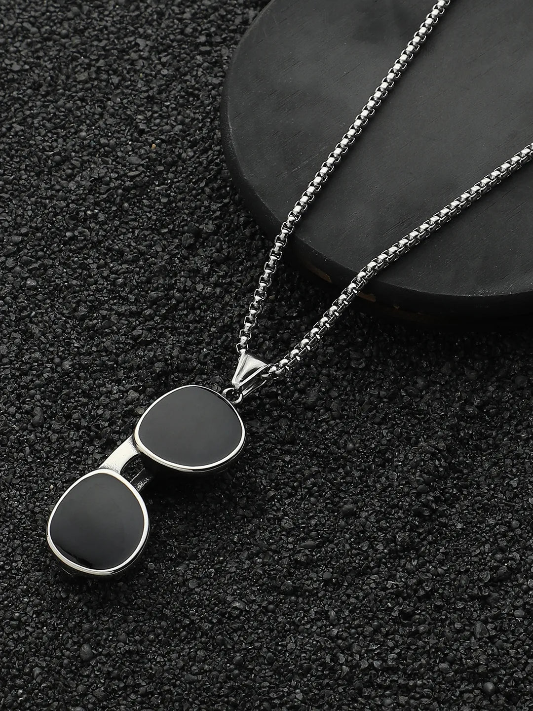Sunglass Pendant with Chain - Charcoal Black