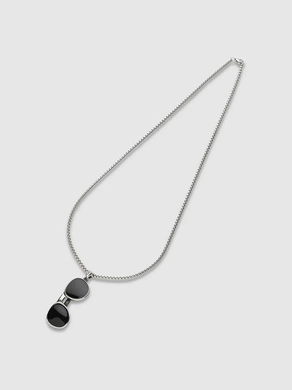 Sunglass Pendant with Chain - Charcoal Black