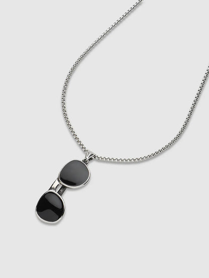 Sunglass Pendant with Chain - Charcoal Black