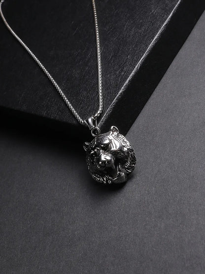 Tiger Pendant with Chain - Silver