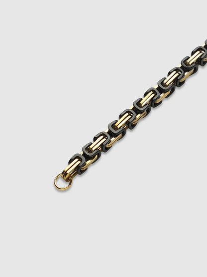 Mens-Twisted-Chain-Bracelet-Black-and-Gold