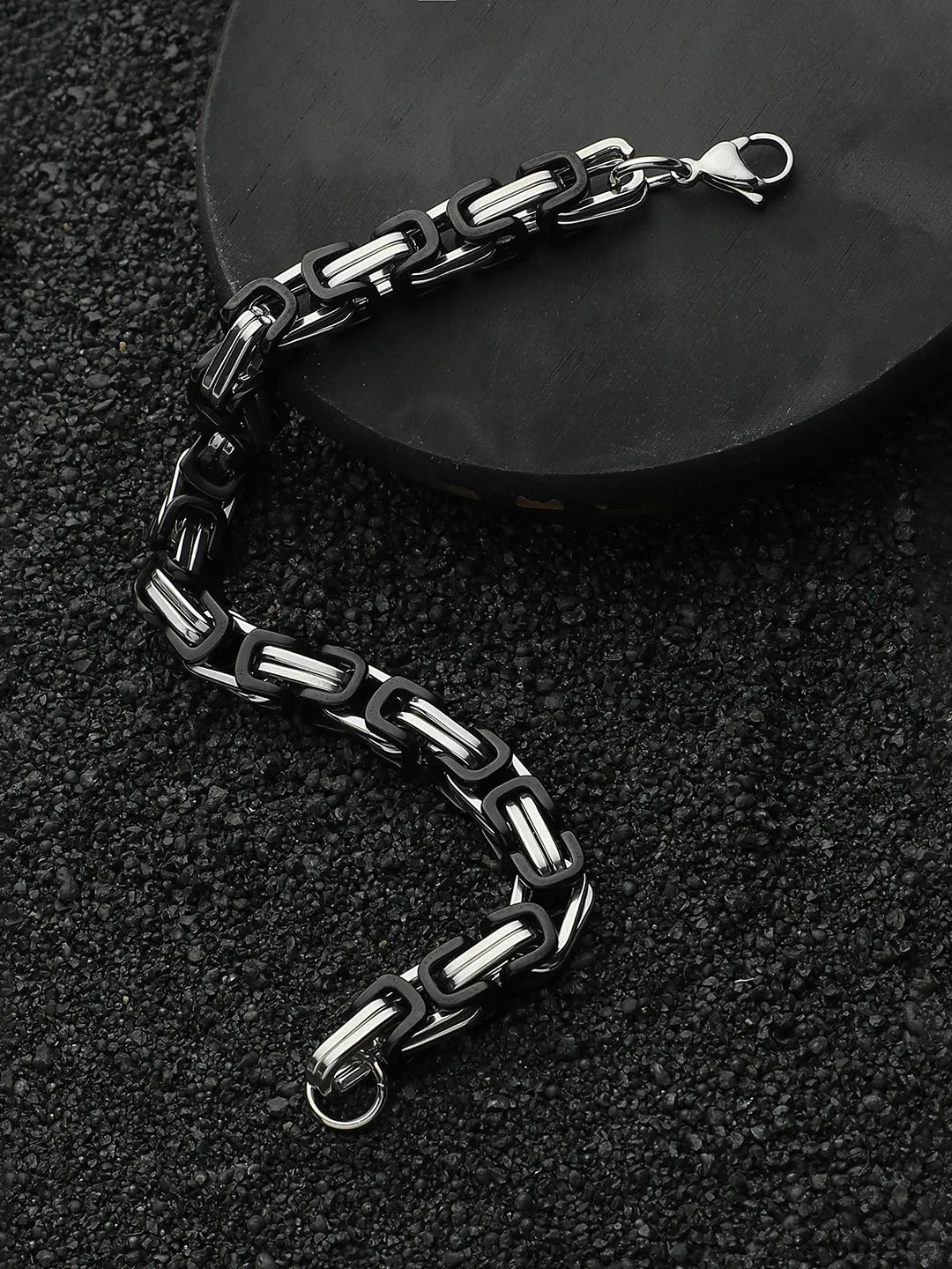 Twisted Chain Bracelet - Black & Silver