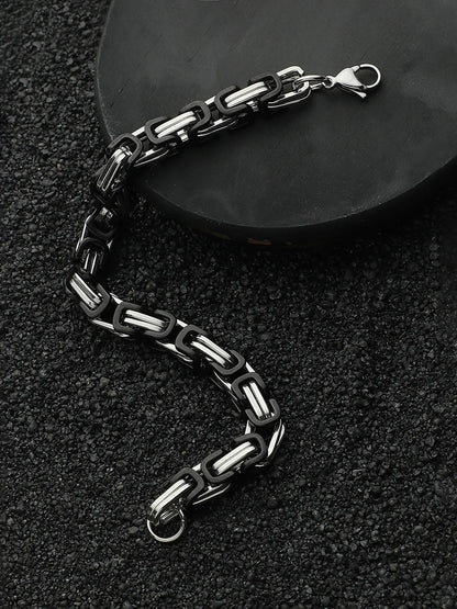 Twisted Chain Bracelet - Black & Silver