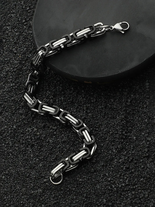 Twisted Chain Bracelet - Black & Silver