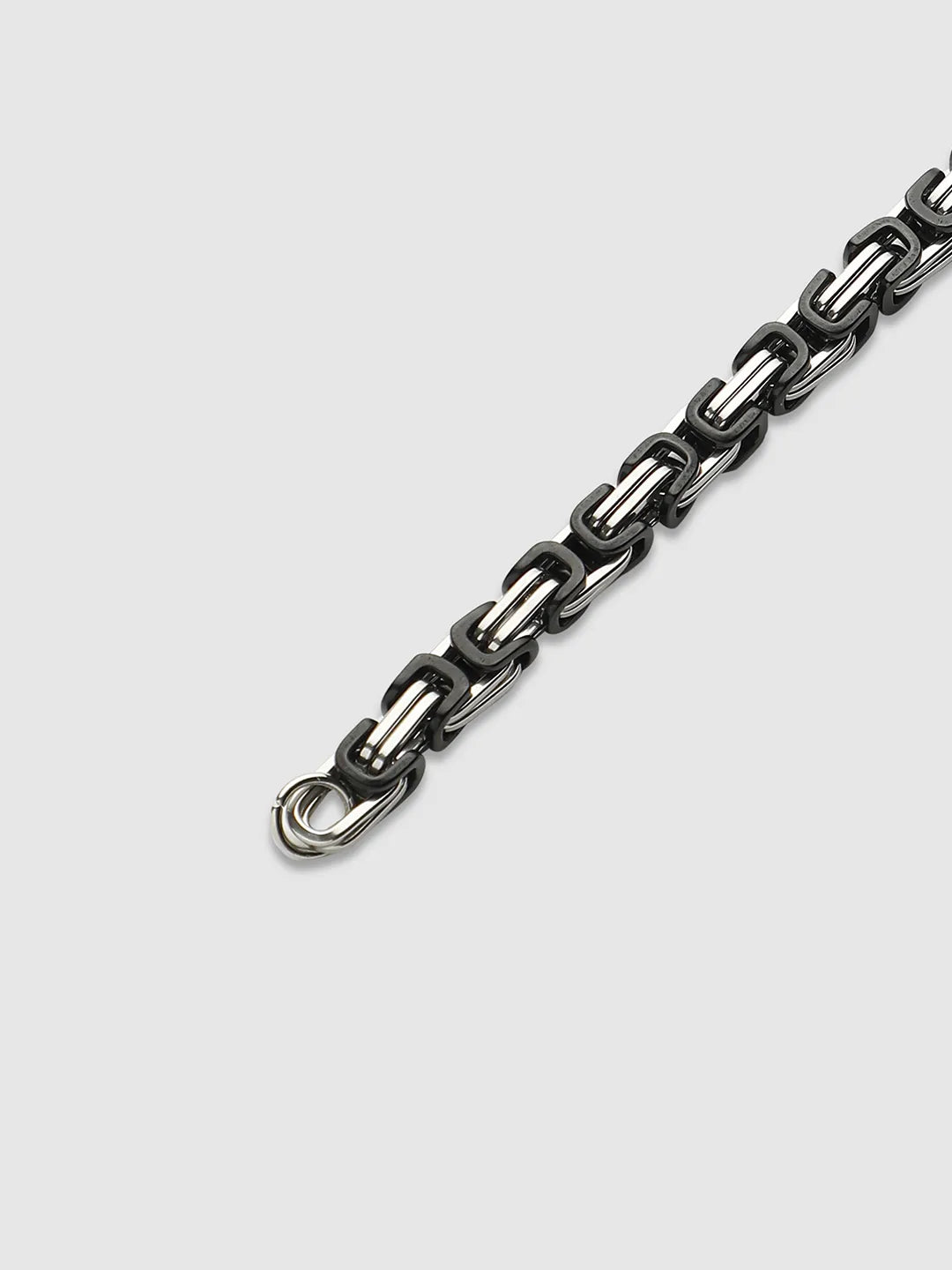 Mens-Twisted-Chain-Bracelet-Black-and-Silver