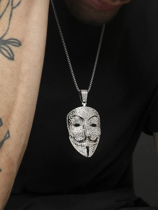Mens-V-For-Vendatta-Pendant-Necklace-Silver