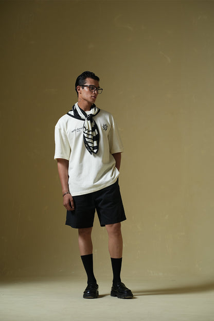 Metanoia Printed Cream Oversized T-Shirt