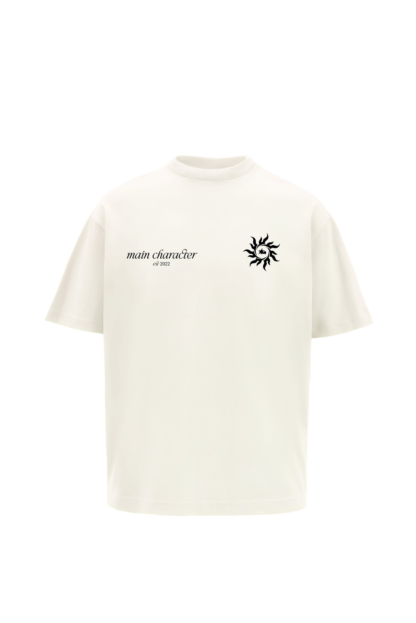 Metanoia Printed Cream Oversized T-Shirt Main Character
