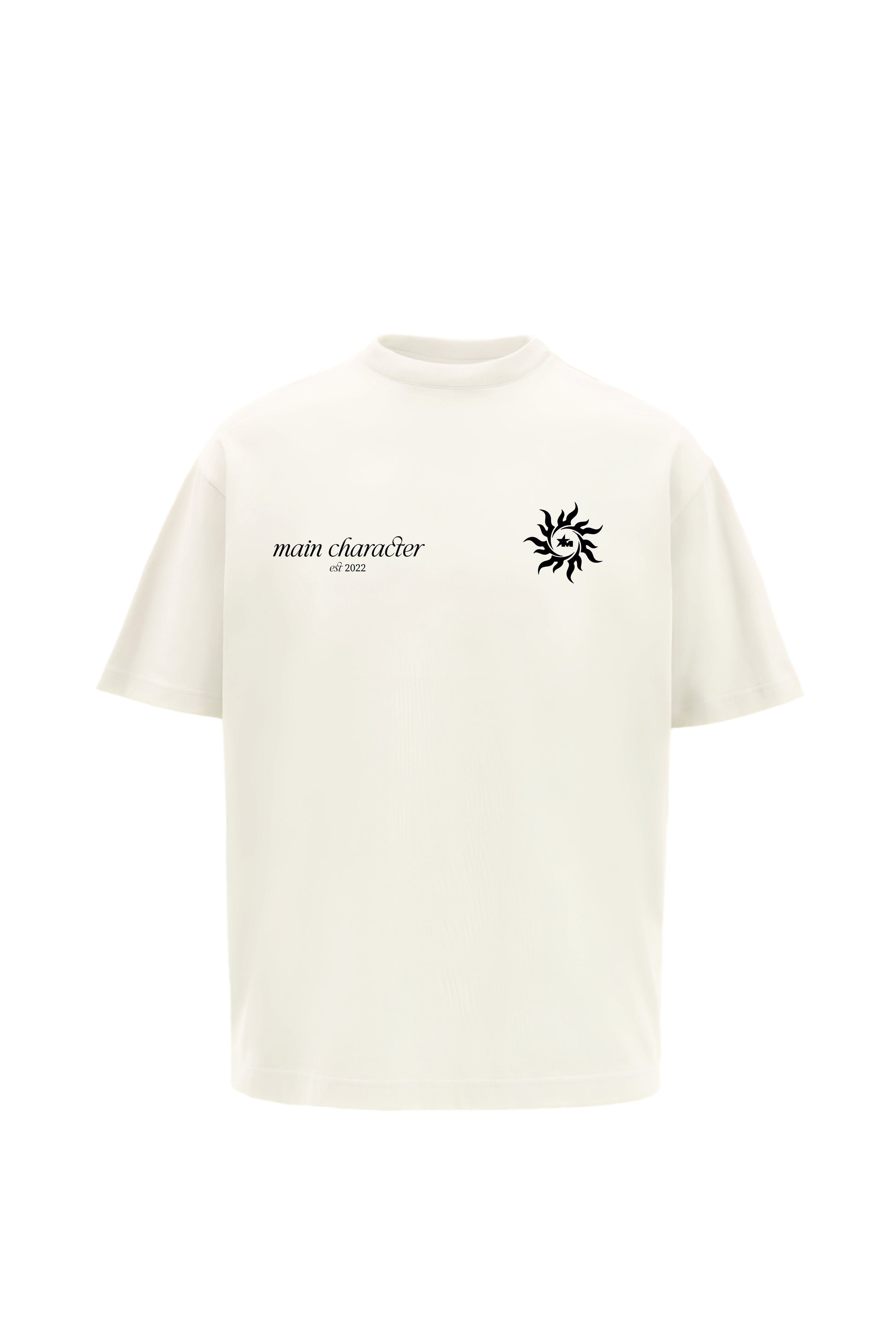 Metanoia Printed Cream Oversized T-Shirt Main Character