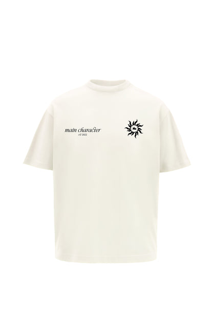 Metanoia Printed Cream Oversized T-Shirt Main Character