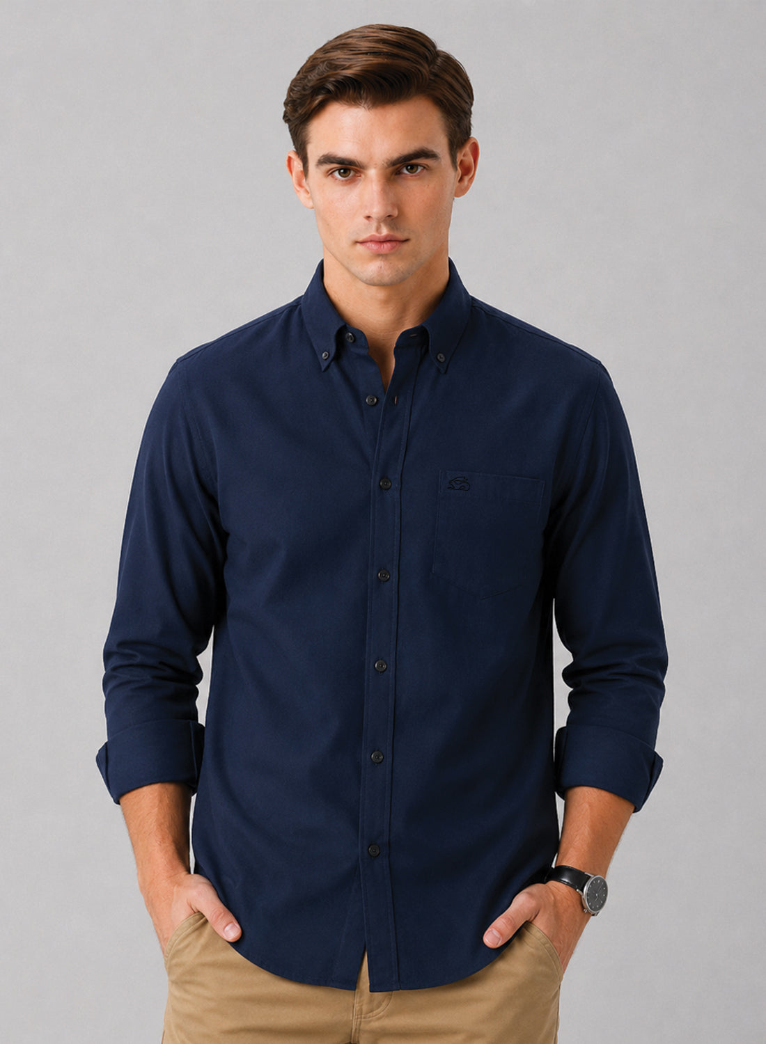 ADRO Premium Oxford Cotton Casual Shirt – Midnight-Navy Midnight-Navy