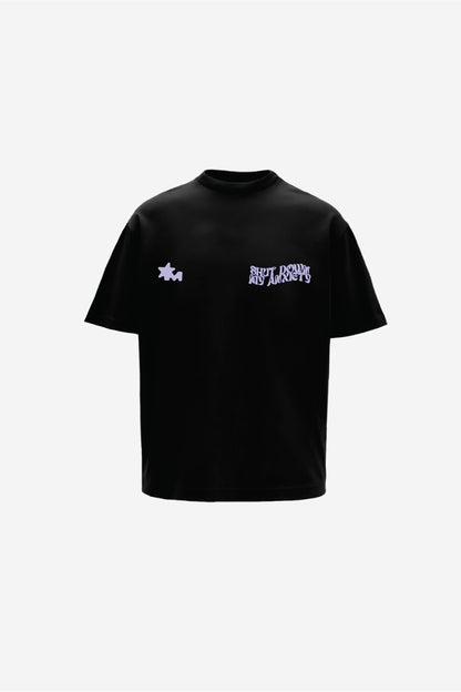 Printed Heavyweight Oversized Black T-Shirt Main Character
