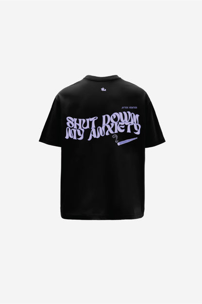 Printed Heavyweight Oversized Black T-Shirt Main Character