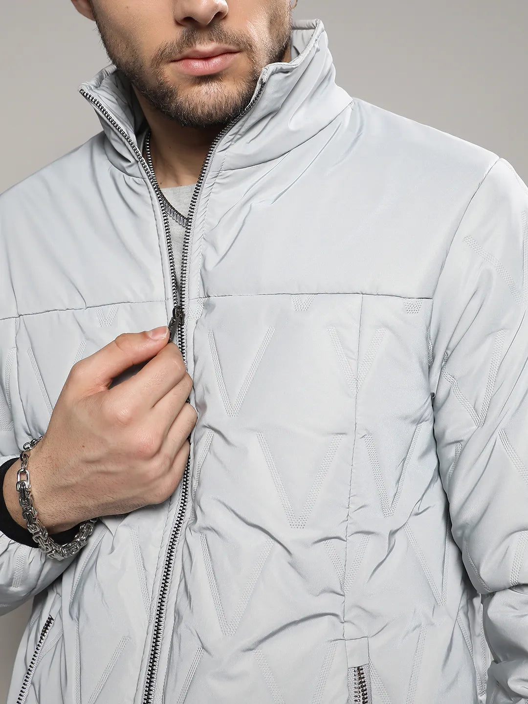Moon Grey Parachute Puffer Jacket