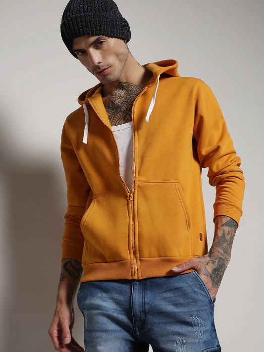 Zip-Front Hoodie With Contrast Drawstring
