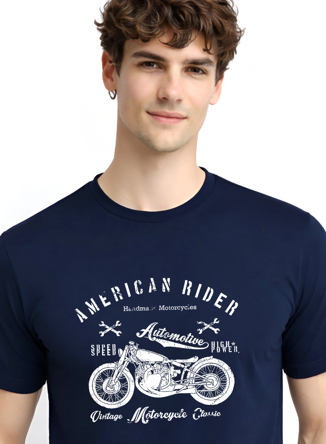 Adro Mens American Rider Printed T-Shirt | 100% Cotton T shirt for Bikers | Stylish Casual Tee Summer Regular Fit Biker Tshirt