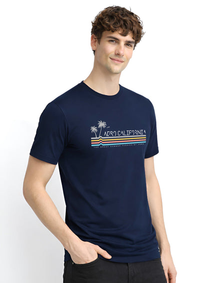 Adro Mens California Graphic T-Shirt | Retro Stripe Print Cotton Summer Tshirt | Stylish Beach T shirt | Comfortable Graphic Tee