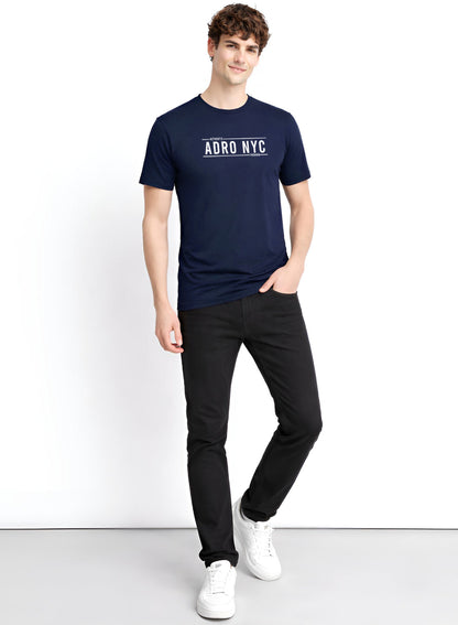 Adro Mens Branded Logo Printed T-Shirt | Typography Print 100% Cotton T shirt | Stylish Tee Summer Regular Fit Graphic Tshirt
