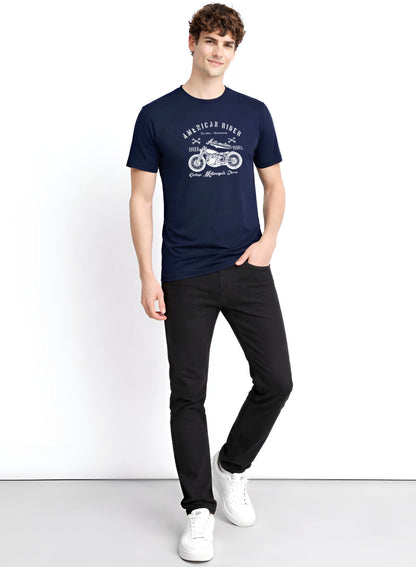 Adro Mens American Rider Printed T-Shirt | 100% Cotton T shirt for Bikers | Stylish Casual Tee Summer Regular Fit Biker Tshirt