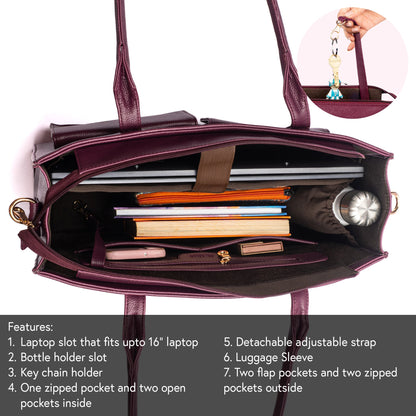Burgundy Belle Maison Élan Tote bag for 16" laptop