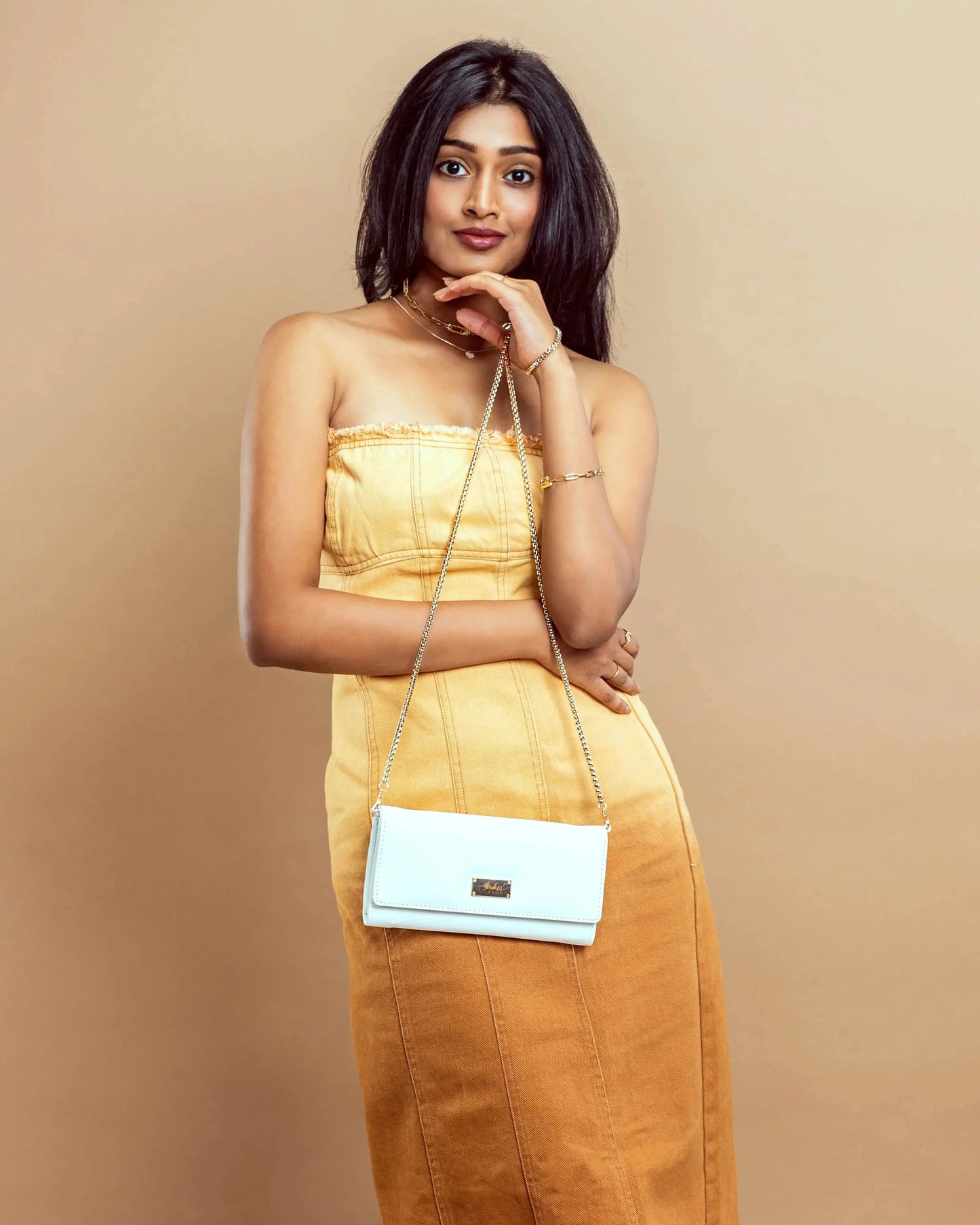 Snow White Clutch Wallet cum Sling Strokes by Namrata Mehta