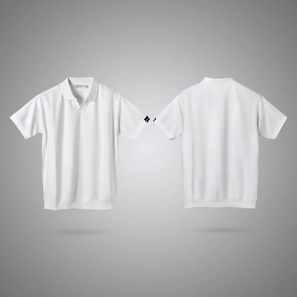 White V-neck Polo
