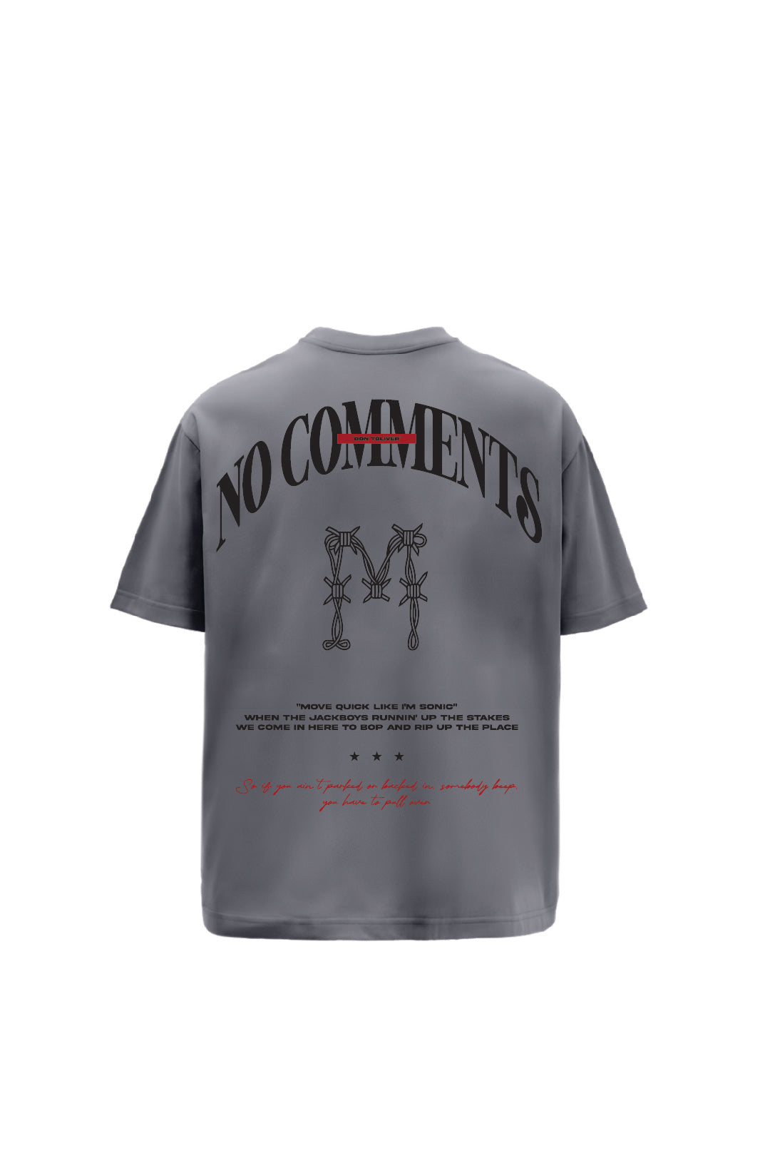 No Comments Printed Grey Oversized T-Shirt Main Character