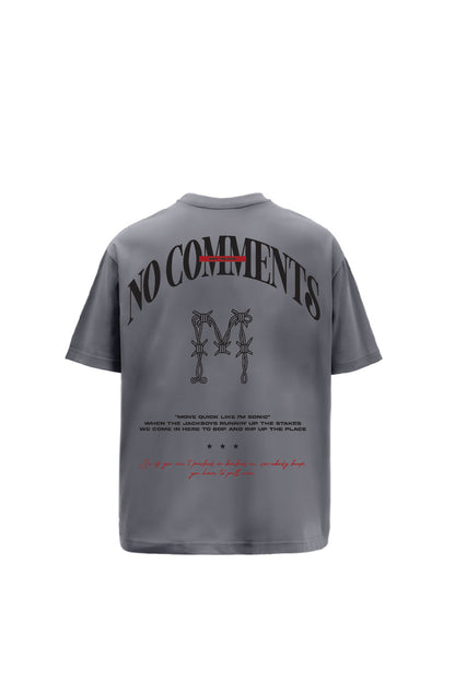 No Comments Printed Grey Oversized T-Shirt Main Character