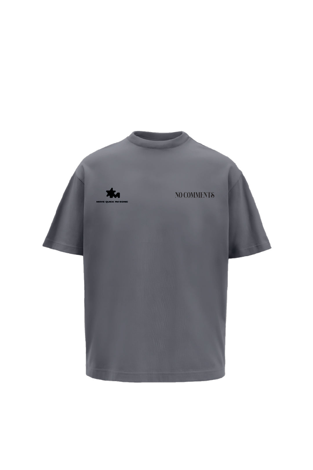No Comments Printed Grey Oversized T-Shirt Main Character