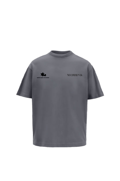 No Comments Printed Grey Oversized T-Shirt Main Character