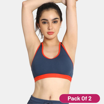 Non-padded non-wired sports bra pack of 2 denim fiesta - Envie NVB1016