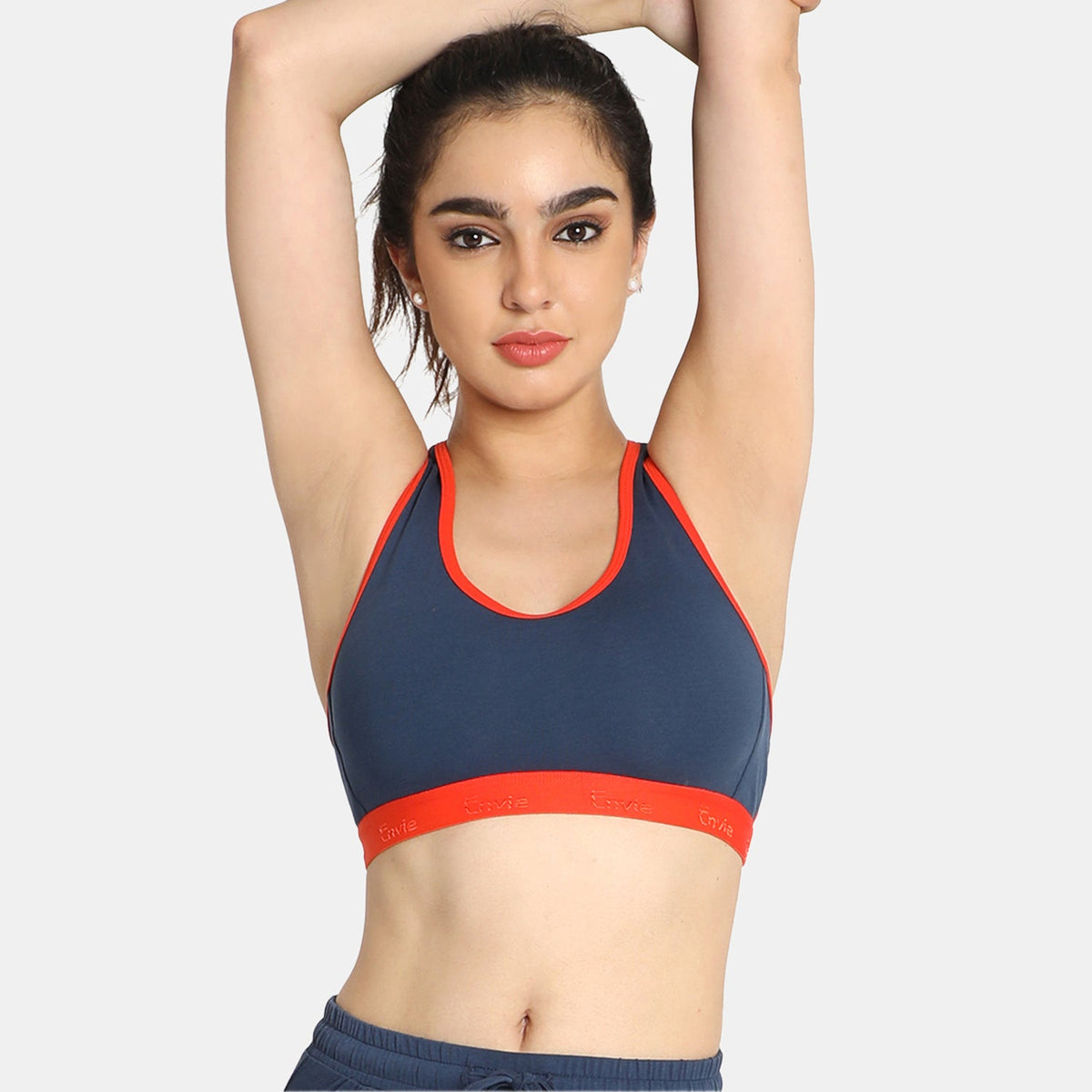 Non-padded non-wired sports bra pack of 2 denim fiesta - Envie NVB1016