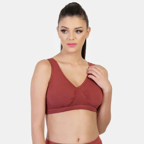 Envie night bra maroon non wired non padded soft fabric breathable sleeping bra for all night comfort