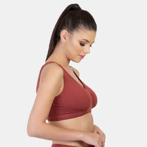 Envie night bra maroon non wired non padded soft fabric breathable sleeping bra for all night comfort