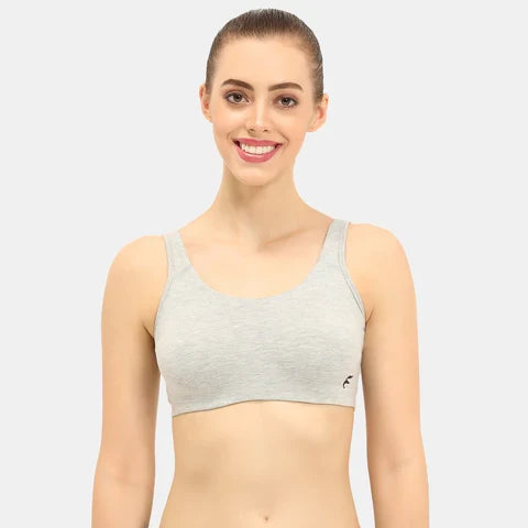 Grey melange sports bra Envie non padded non wired full coverage comfortable gym workout bra for daily activewear